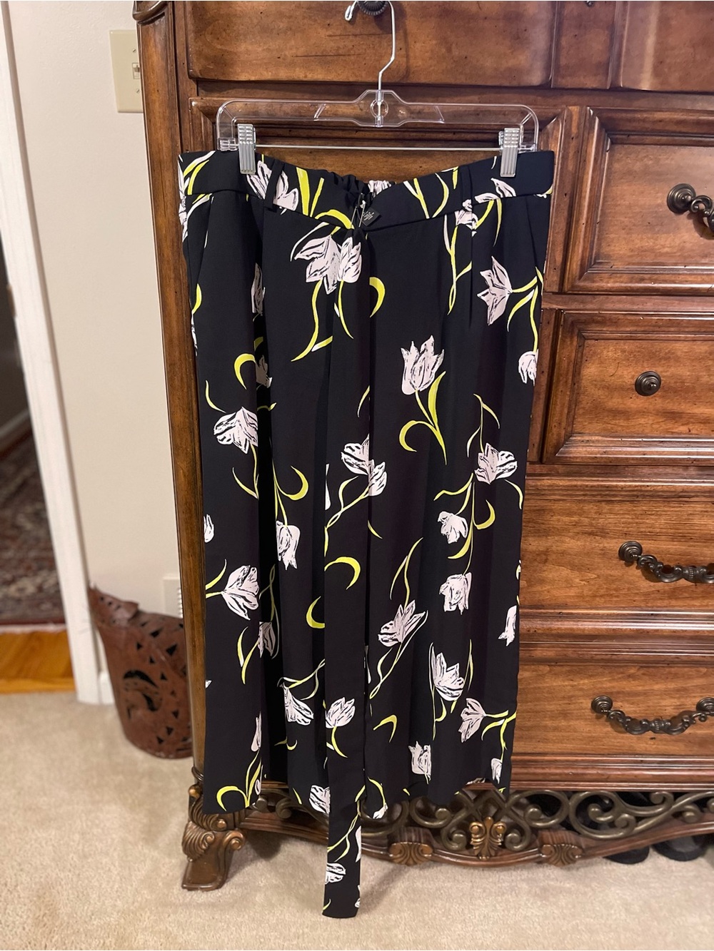Halogen Black Wide Leg Floral Jumpsuit Pants